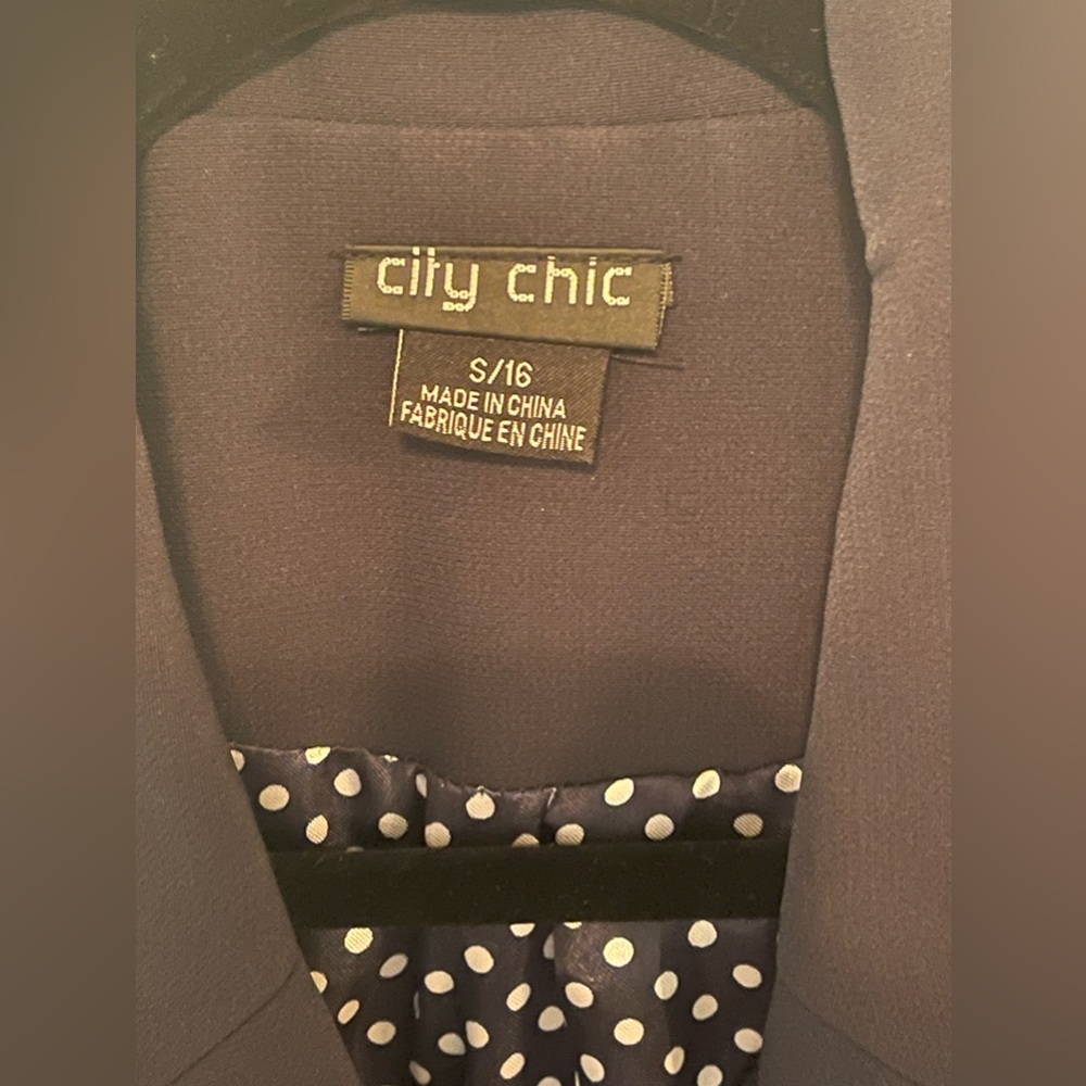 City Chic Navy Blazer with navy and white polka dot lining. Like new. - Picture 5 of 5